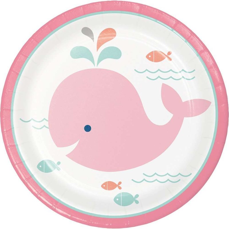 Pink Baby Whale Small Plates (Pack of 8) | Pink Baby Whale