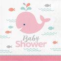 Pink Baby Whale Baby Shower Large Napkins (Pack of 16) | Pink Baby Whale