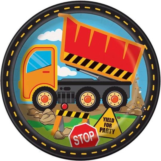 Construction Party Large Paper Plates (Pack of 8) | Construction Party Supplies