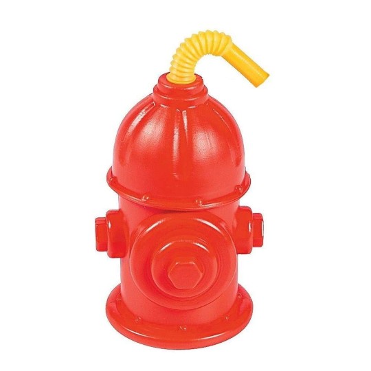 Fire Hydrant Cups with Straws (Pack of 8) | Fire Engine