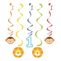 Boys Jungle 1st Birthday Swirl Decorations (Pack of 5) | Boys Jungle 1st Birthday Party Supplies