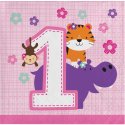 Girls Jungle 1st Birthday Small Napkins (Pack of 16) | Girls Jungle 1st Birthday Party Supplies