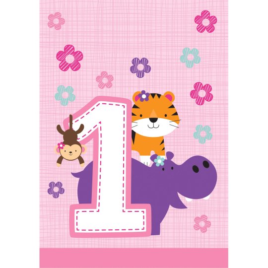 Girls Jungle 1st Birthday Loot Bags (Pack of 8) | Girls Jungle 1st Birthday Party Supplies