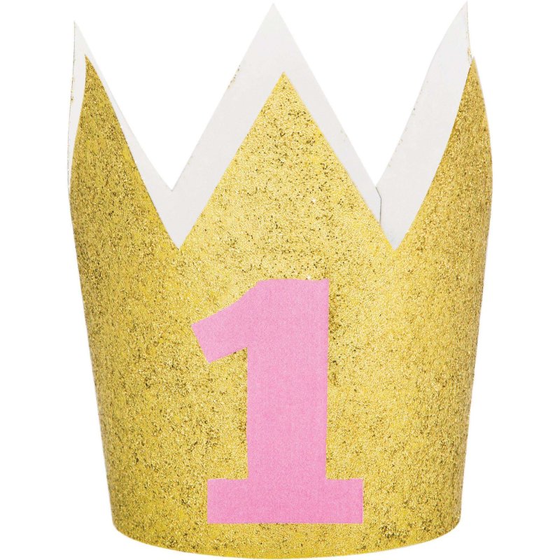 1st Birthday Pink One Glitter Mini Crown | Decorations Party Supplies