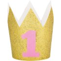 1st Birthday Pink One Glitter Mini Crown | Decorations Party Supplies