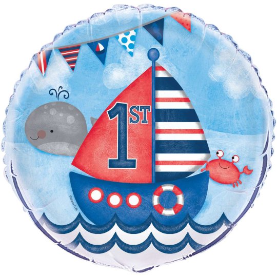 Nautical 1st Birthday Foil Balloon | Nautical 1st Birthday Party Supplies