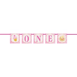 Pink & Gold First Birthday Banner | Pink & Gold First Birthday Party Supplies