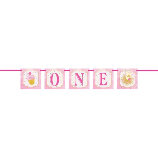 Pink & Gold First Birthday Banner | Pink & Gold First Birthday Party Supplies