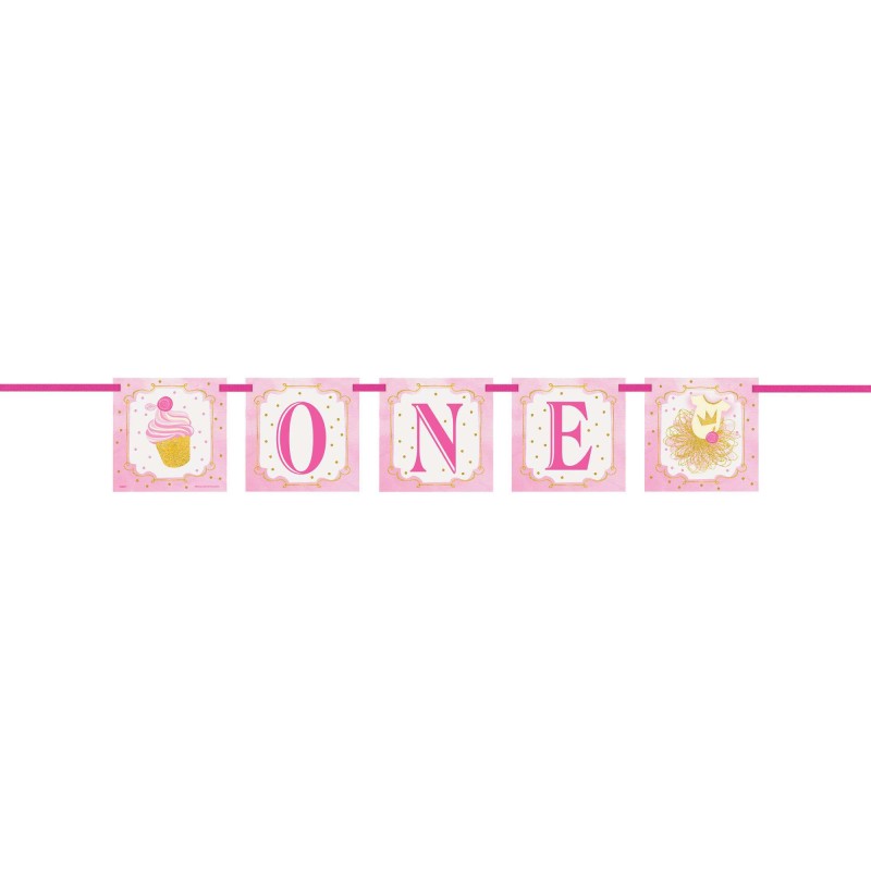 Pink & Gold First Birthday Banner | Pink & Gold First Birthday Party Supplies