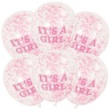It's A Girl Baby Shower Confetti Balloons (Pack of 6) | Baby Shower Balloons Party Supplies
