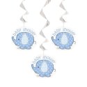Blue Baby Elephant Swirl Decorations (Pack of 3) | Blue Baby Elephant Party Supplies