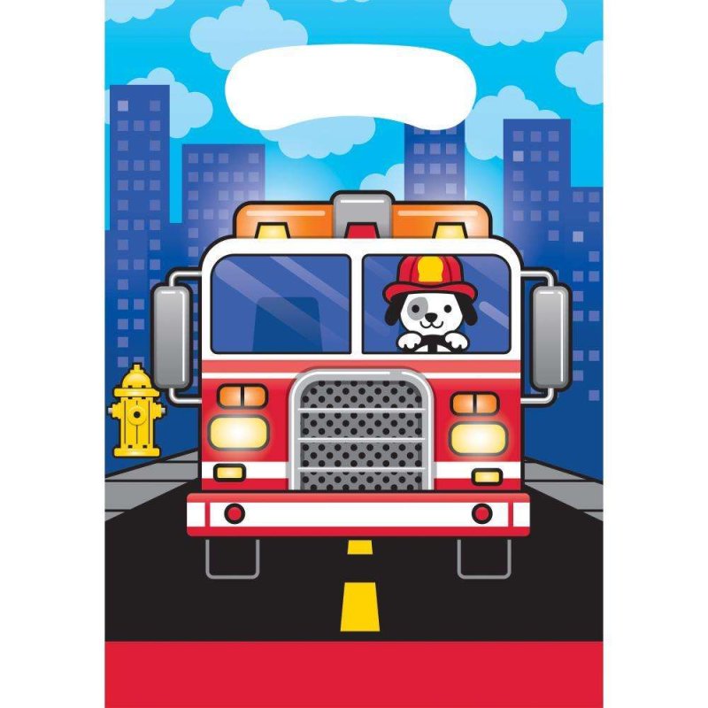 Flaming Fire Truck Loot Bags (Pack of 8) | Fire Engine