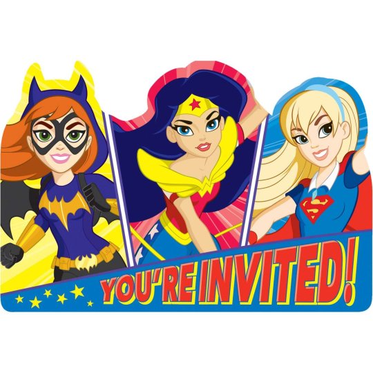 Super Hero Girls Invitations Set (Pack of 8) | Discontinued