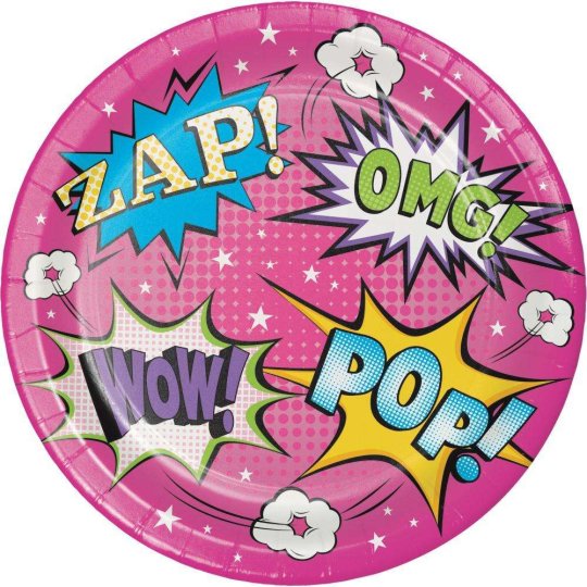 Superhero Girl Small Plates (Pack of 8) | Discontinued Party Supplies