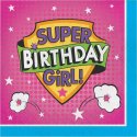 Superhero Girl Birthday Large Napkins (Pack of 16) | Superhero Girl Party Supplies