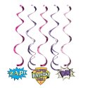 Superhero Girl Swirl Decorations (Set of 5) | Superhero Girl Party Supplies