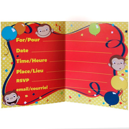 Curious George Party Invitations (Pack of 8) | Curious George Party Supplies
