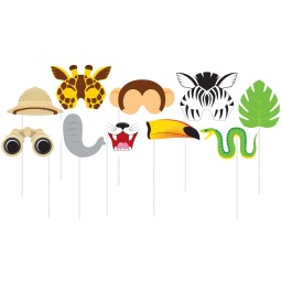 Safari Jungle Photo Props (Set of 10) | Jungle Animals Party Supplies