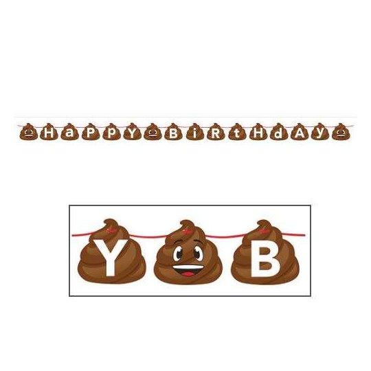 Emoji Poop Happy Birthday Banner | Emoji Party Supplies
