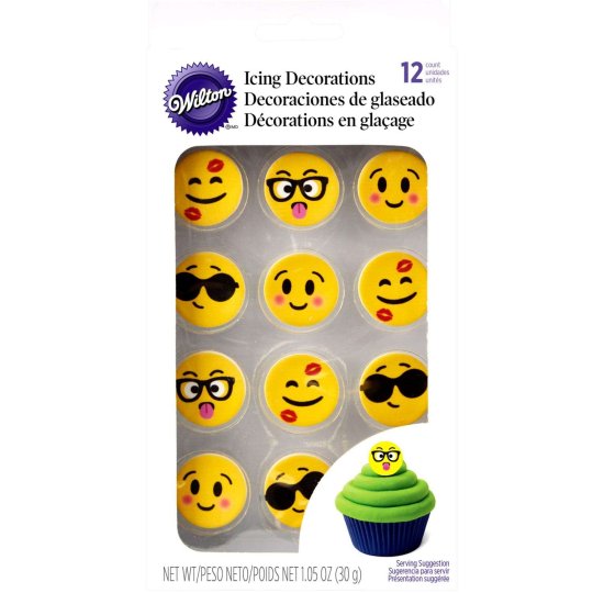 Emoji Icing Decorations (Pack of 12) | Emoji Party Supplies