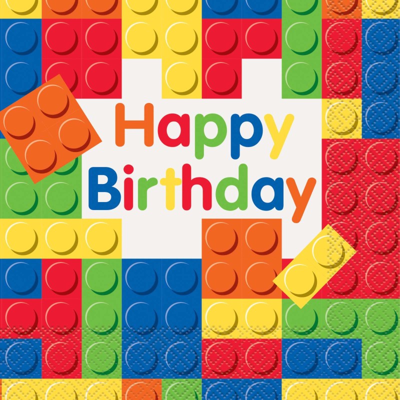 Block Party Large Napkins (Pack of 16) | Lego Party Supplies