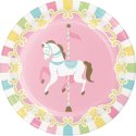 Pink Carousel Horses Small Plates (Pack of 8) | Pink Carousel Horses Party Supplies
