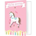 Pink Carousel Horses Party Invitations (Pack of 8) | Carousel Horses Party Supplies