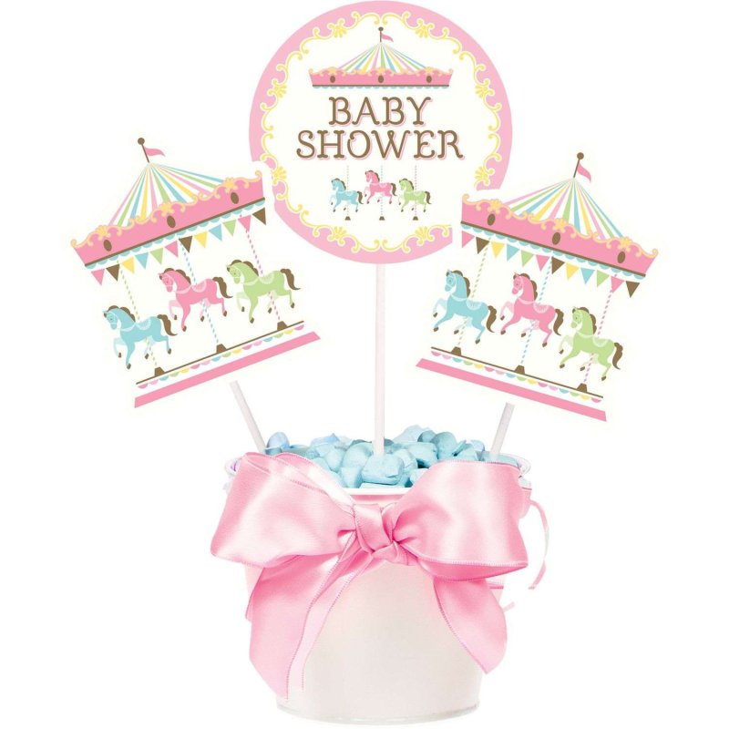 Pink Carousel Horses Centrepiece Sticks (Set of 3) | Pink Carousel Horses Party Supplies