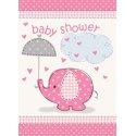 Pink Baby Elephant Baby Shower Party Invitations (Pack of 8) | Pink Baby Elephant Party Supplies
