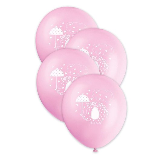 Pink Baby Elephant Baby Shower Balloons (Pack of 8) | Pink Baby Elephant Party Supplies
