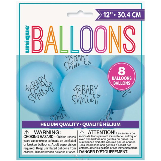 Blue Baby Shower Balloons (Pack of 8) | Baby Shower Balloons Party Supplies