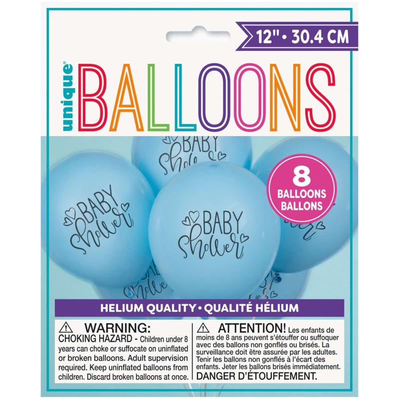 Blue Baby Shower Balloons (Pack of 8) | Baby Shower Balloons Party Supplies