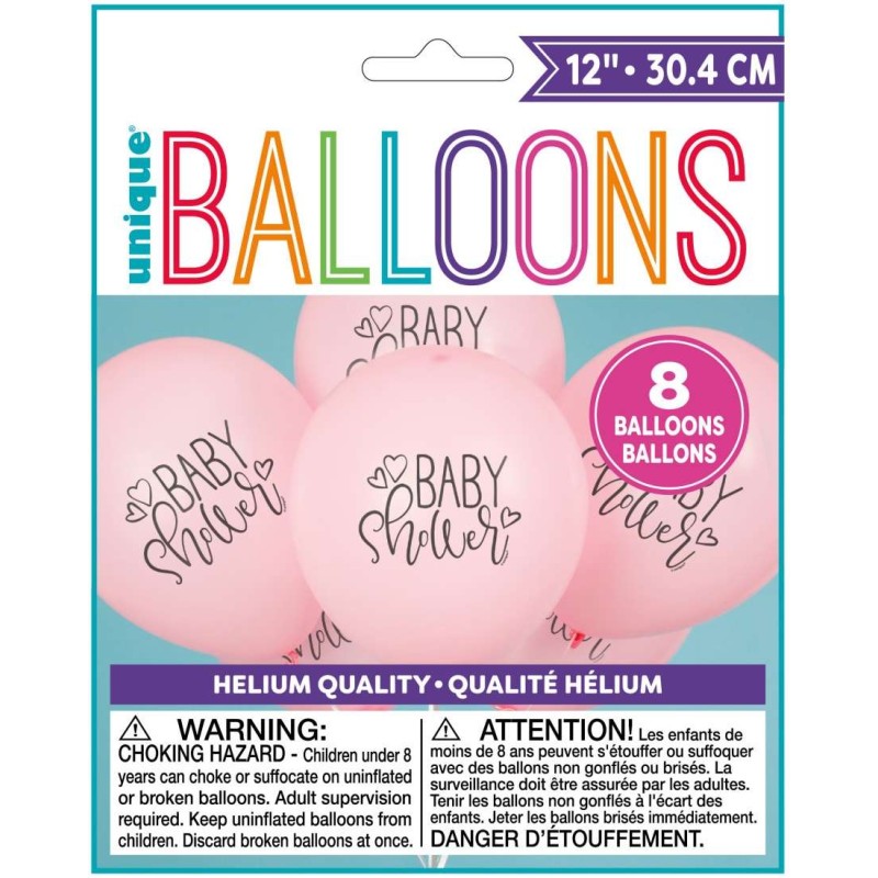 Pink Baby Shower Balloons (Pack of 8) | Baby Shower Balloons Party Supplies