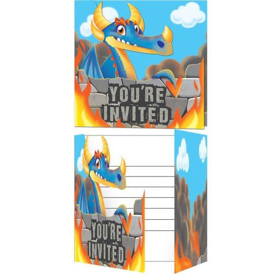 Dragons Party Invitations (Pack of 8) | Dragons Party Supplies
