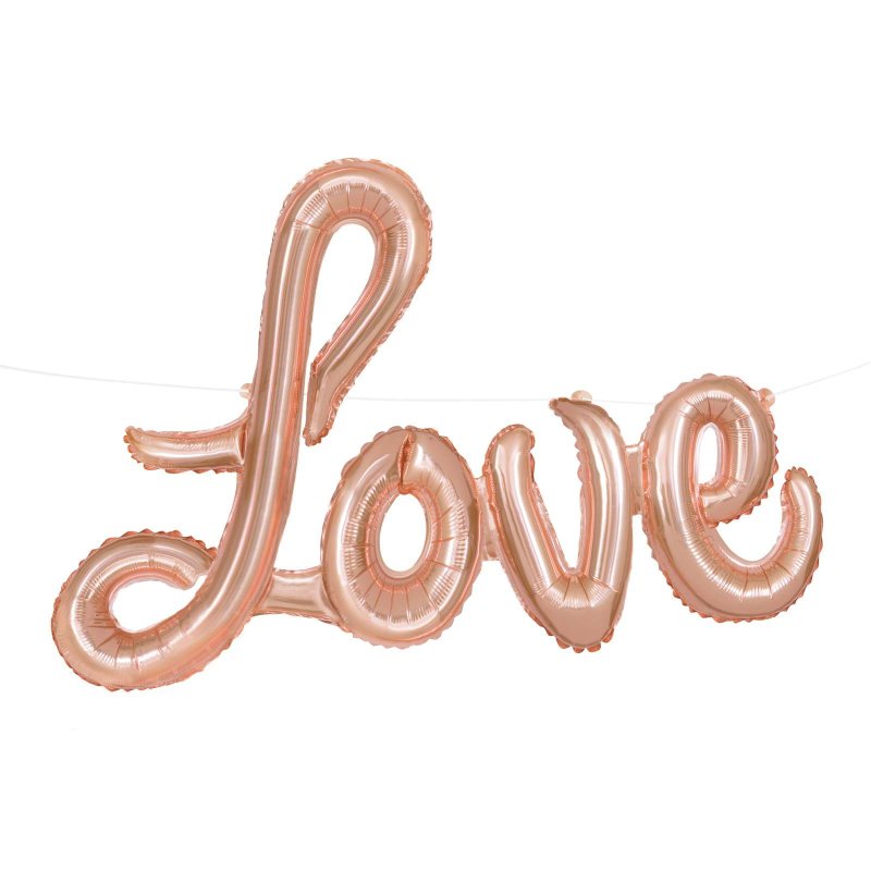 Rose Gold Love Foil Letter Balloon Banner | Letter Balloons Party Supplies