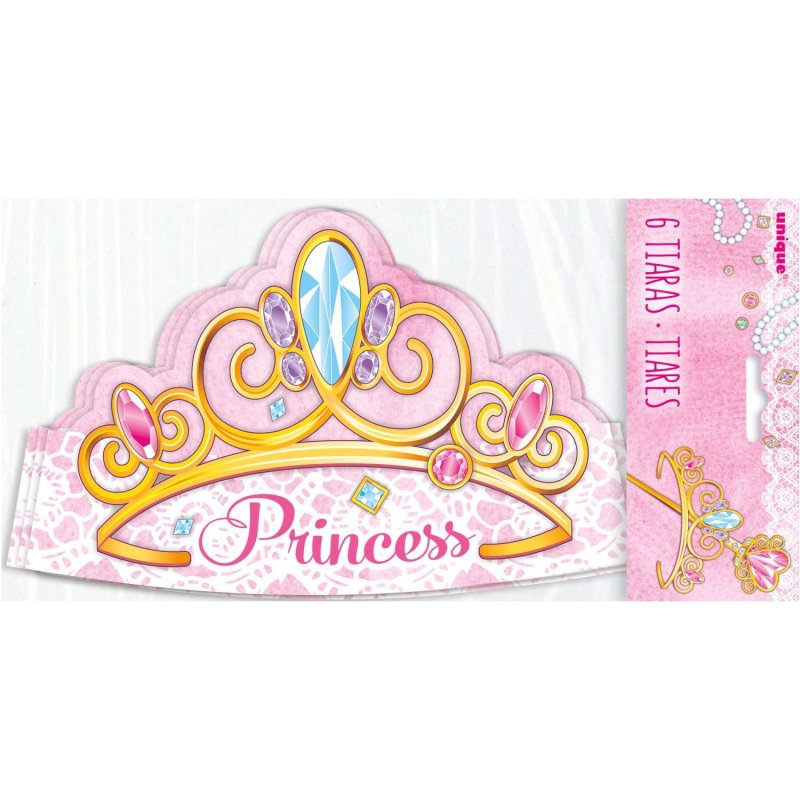 Pink Princess Paper Tiara Crowns (Pack of 6) | Discontinued Party Supplies