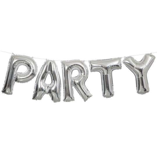Silver Party Foil Letter Balloon Banner | Letter Balloons Party Supplies