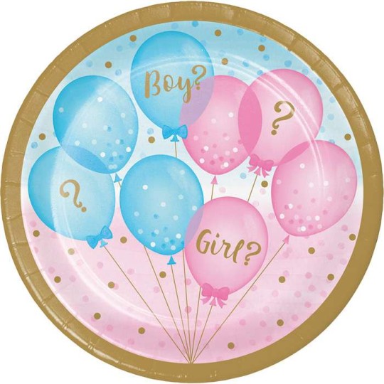 Gender Reveal Balloons Small Plates (Pack of 8) | Gender Reveal Party Supplies