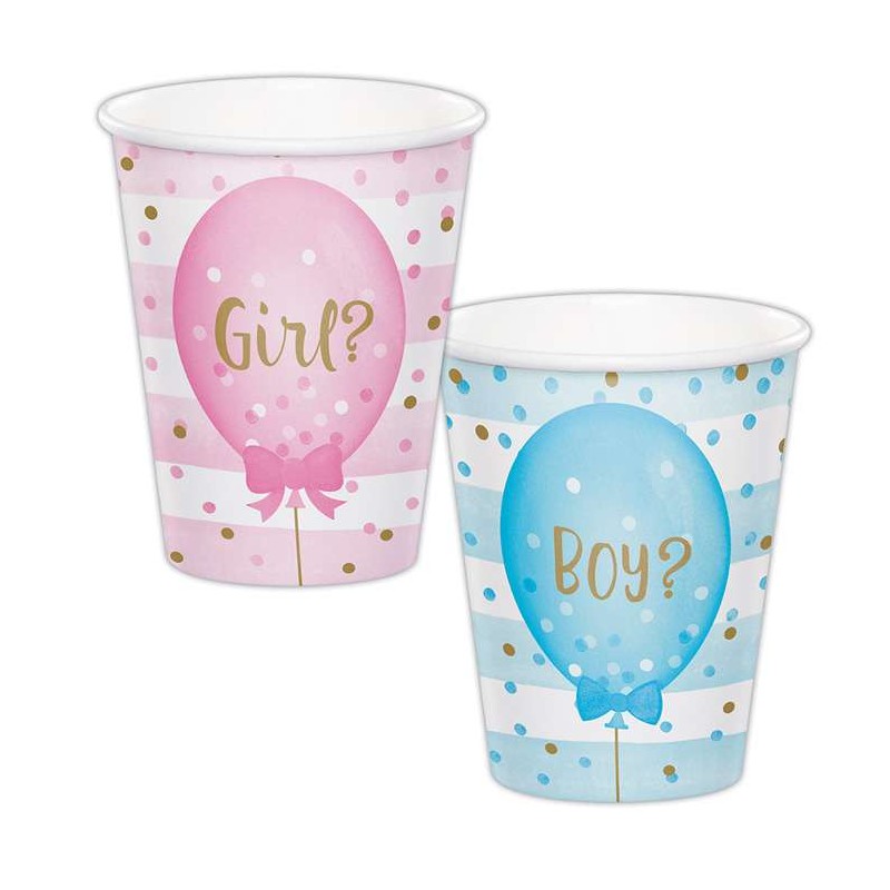 Gender Reveal Balloons Paper Cups (Pack of 8) | Gender Reveal Party Supplies