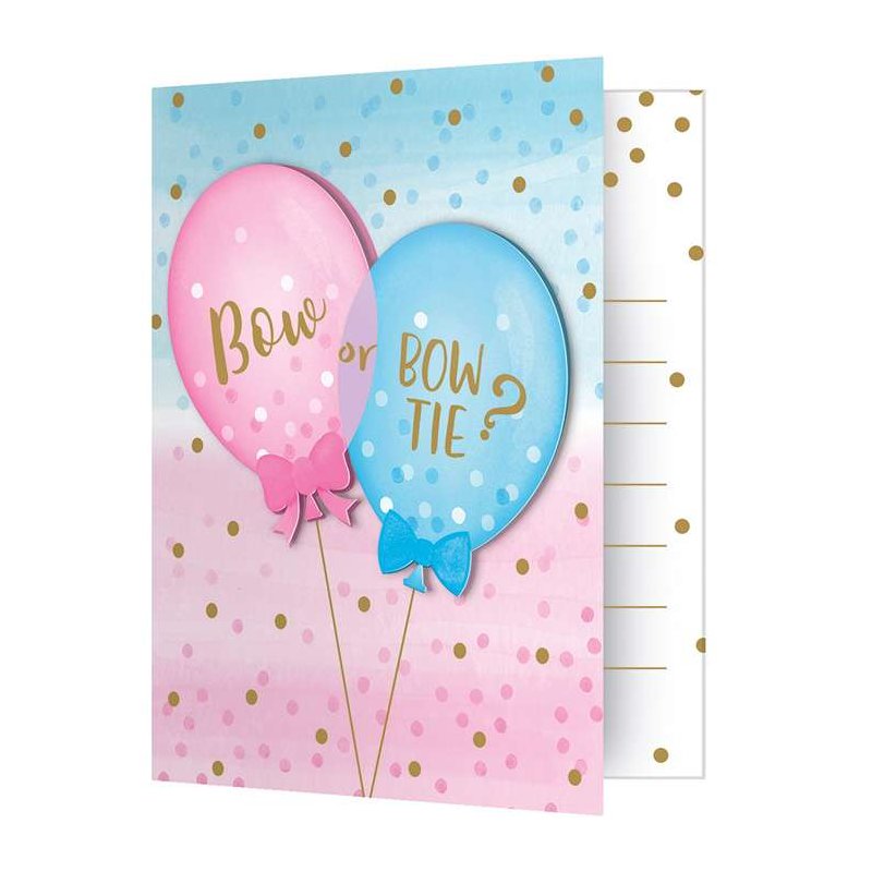 Gender Reveal Balloons Party Invitations (Pack of 8) | Gender Reveal Party Supplies