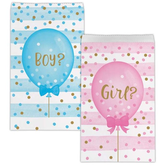 Gender Reveal Balloons Paper Favour Bags (Pack of 10) | Gender Reveal Party Supplies