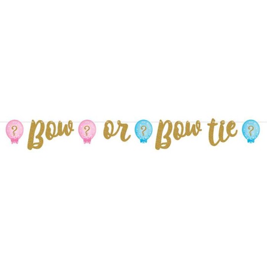 Gender Reveal Balloons Glitter Ribbon Banner | Gender Reveal Party Supplies