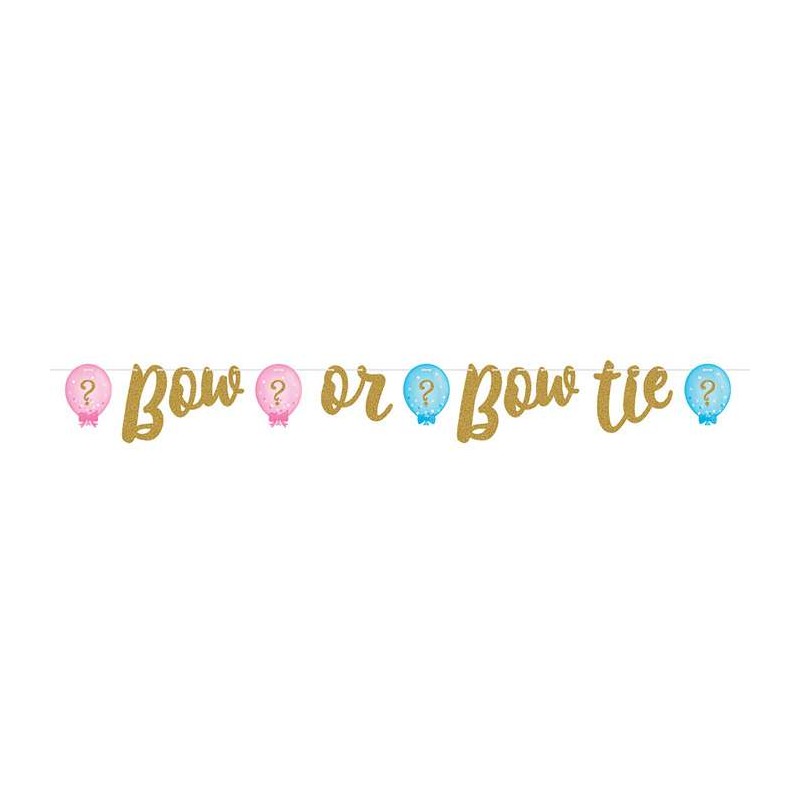 Gender Reveal Balloons Glitter Ribbon Banner | Gender Reveal Party Supplies