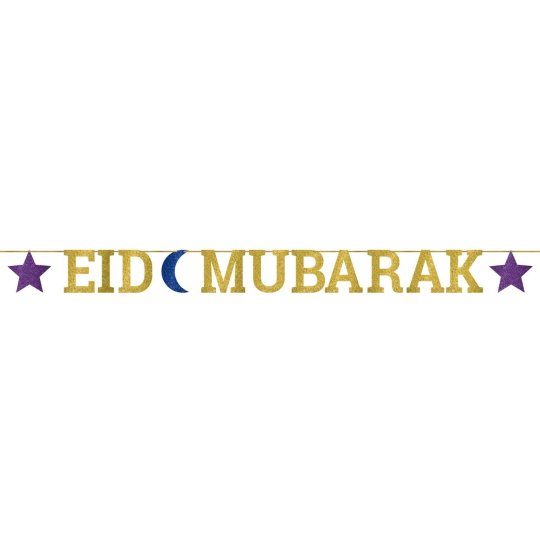 Eid Mubarak Glitter Banner | Ramadan/Eid Party Supplies