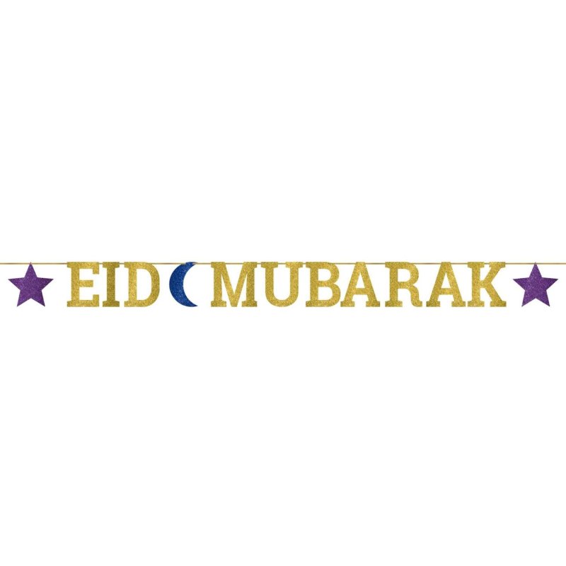 Eid Mubarak Glitter Banner | Ramadan/Eid Party Supplies