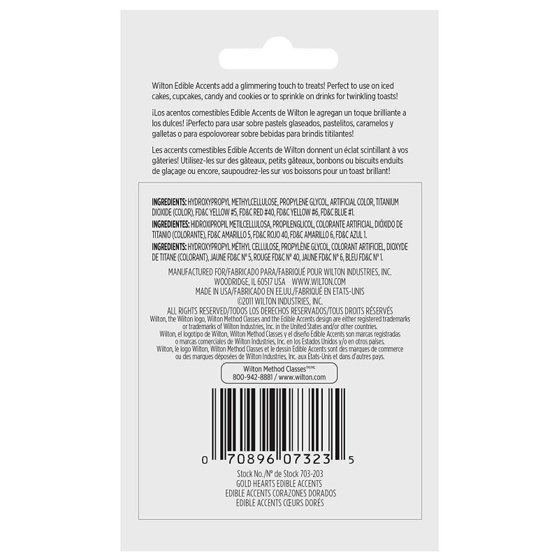 Wilton Gold Hearts Edible Accents | Wilton Party Supplies