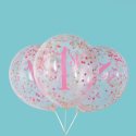 Pink & Gold First Birthday Confetti Balloons (Pack of 6) | Pink & Gold First Birthday Party Supplies