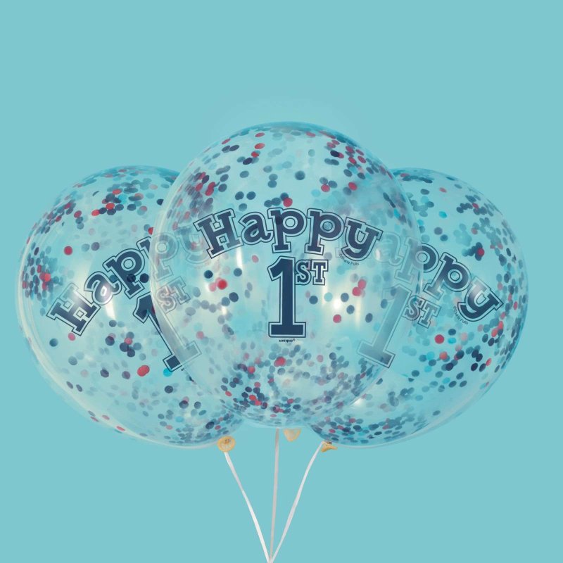 Nautical 1st Birthday Confetti Balloons (Pack of 6) | Nautical 1st Birthday Party Supplies