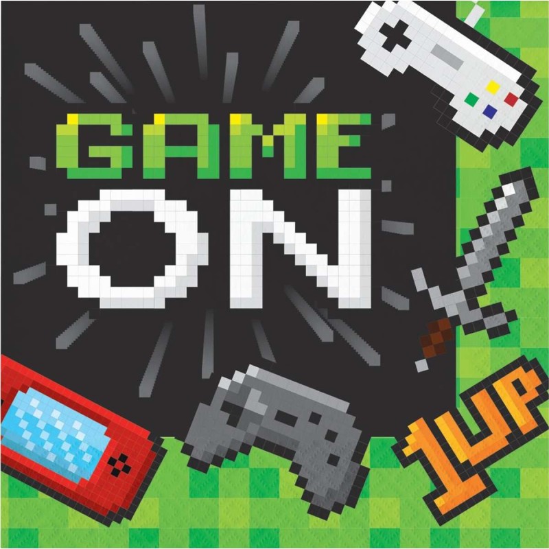 Gaming Party Large Napkins (Pack of 16) | Video Game Party Supplies