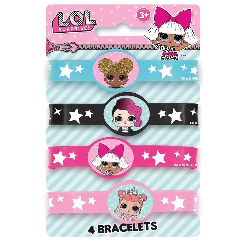 LOL Surprise Rubber Wristbands (Set of 4) | LOL Surprise Party Supplies